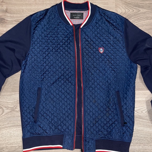 Zara Man - Navy Blue Quilted Bomber Jacket - Picture 7 of 7